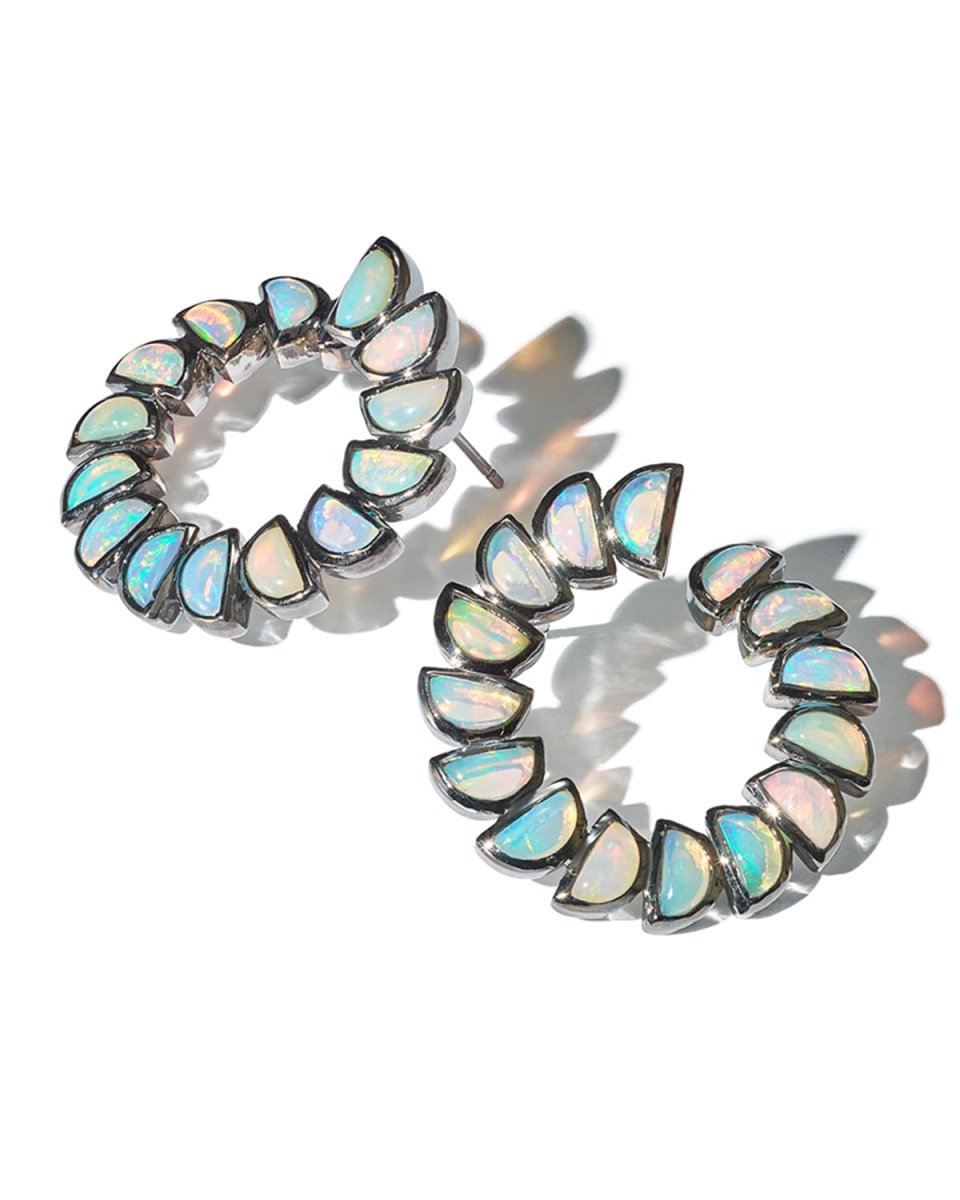 Marabou Bypass Hoop in Ethiopian Opal