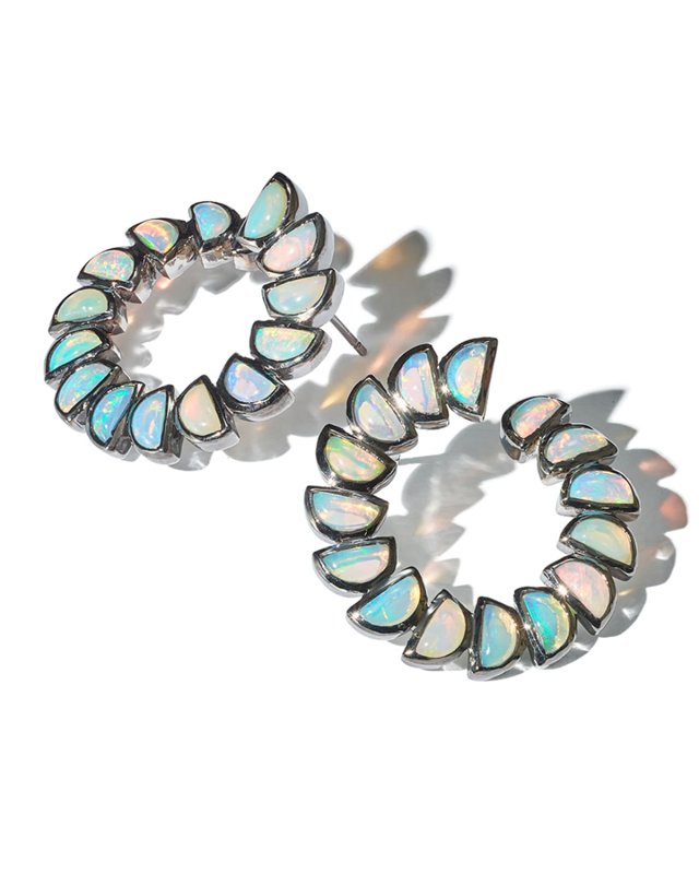 Marabou Bypass Hoop in Ethiopian Opal