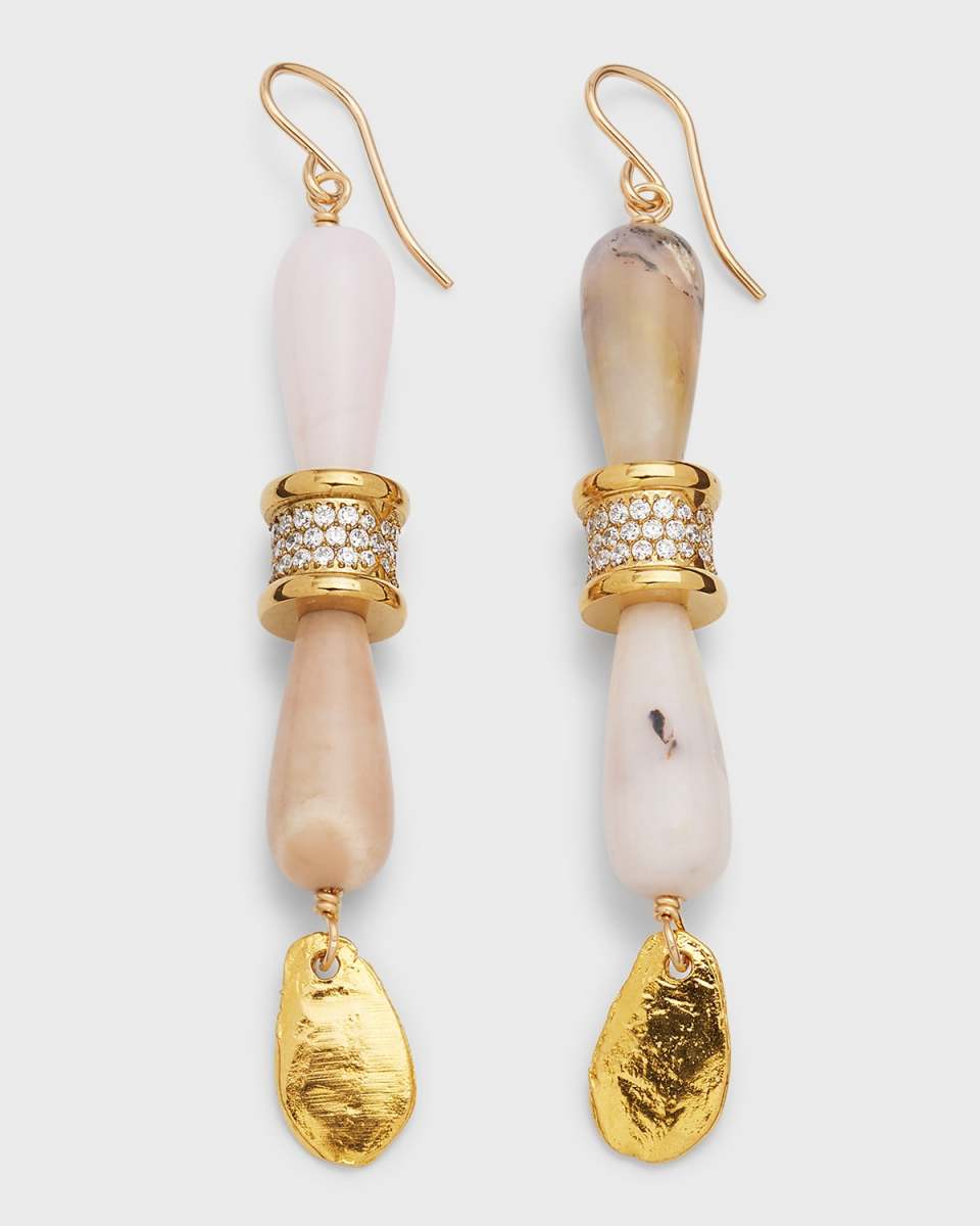Diamond Illusion and Pink Opal Earrings