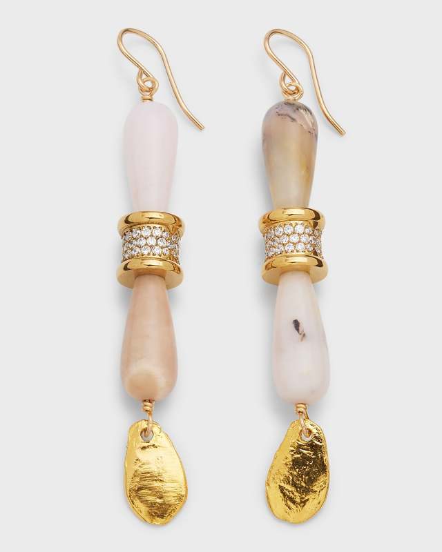 Diamond Illusion and Pink Opal Earrings