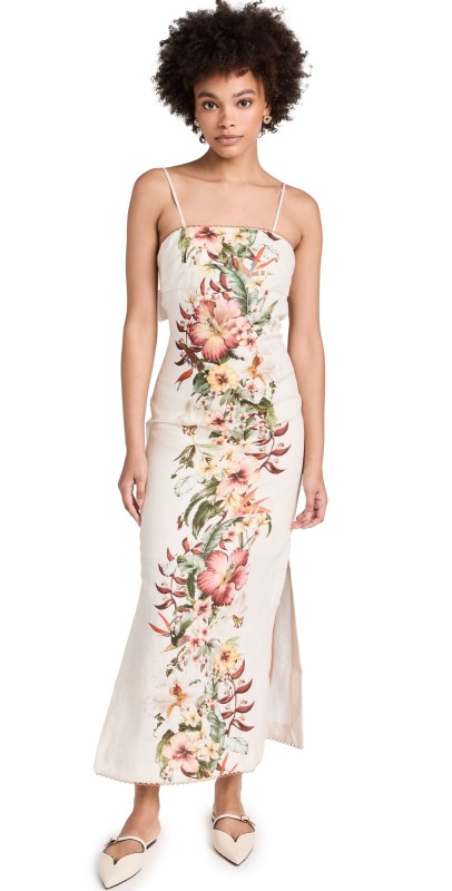 Zimmermann Lexi Column Dress Ivory Palm