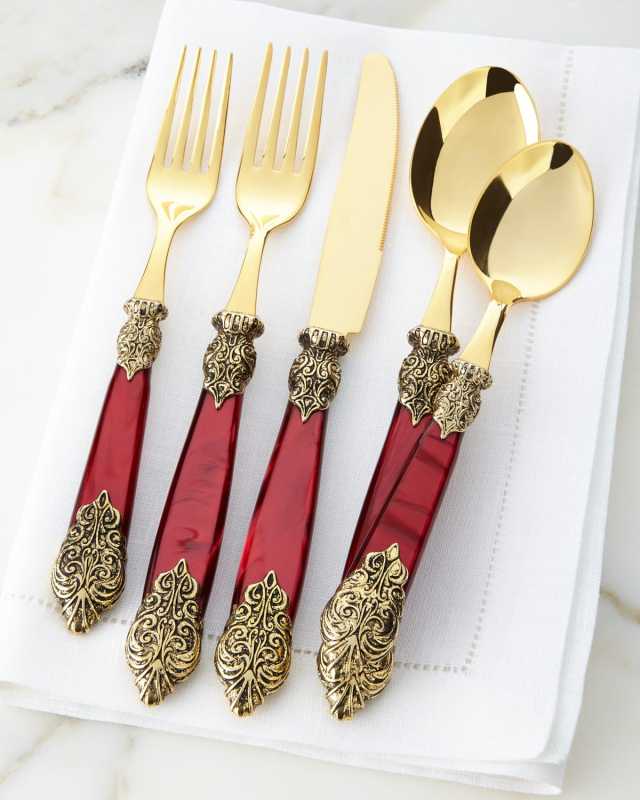 20-Piece Antiqued-Gold Versaille Flatware Service
