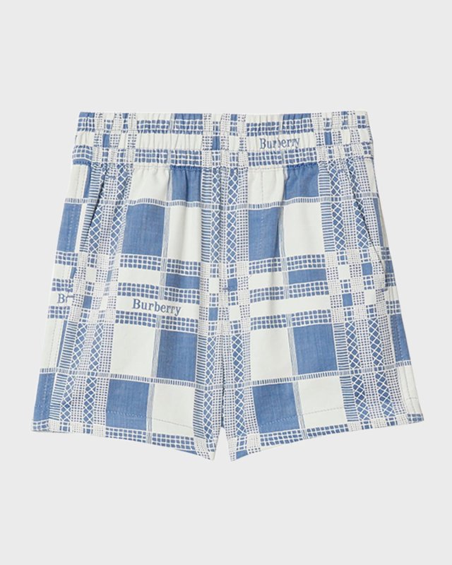 Boy's Jed Windowpane-Print Woven Shorts, Size 3-1