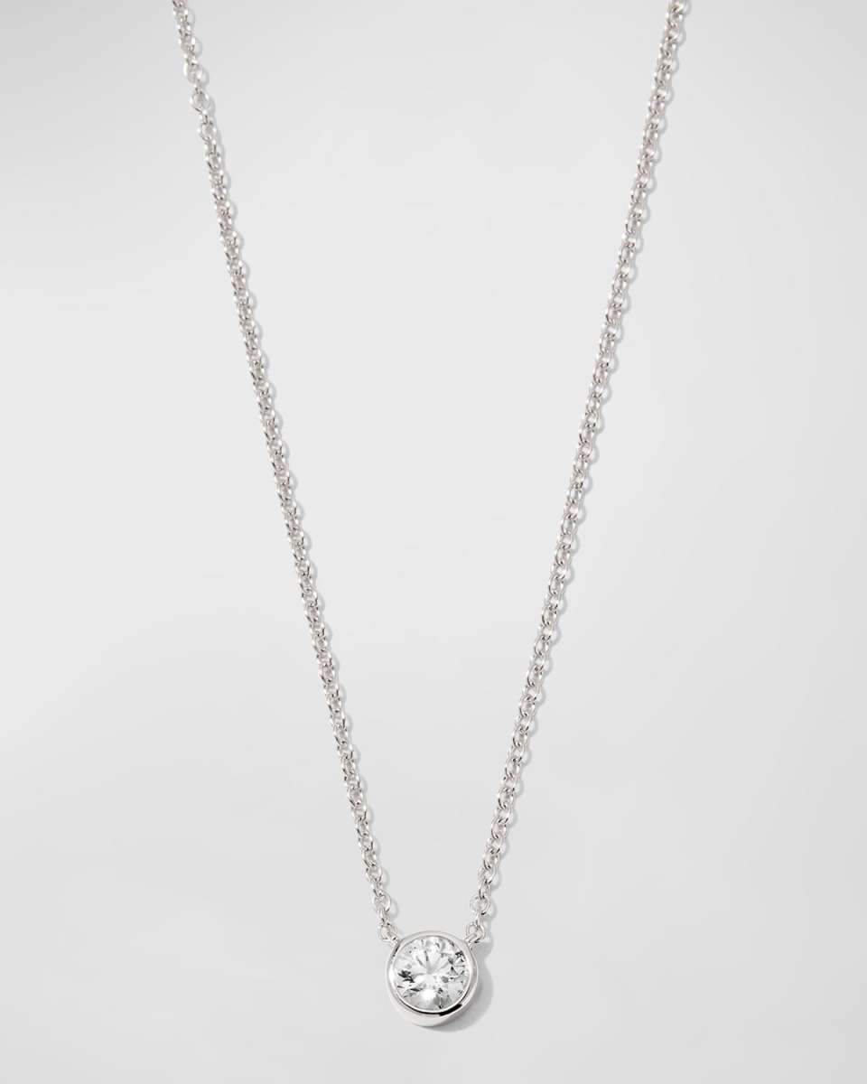 White Gold Solo Bezel Diamond Necklace, 18"L, 0.28-0.33tcw