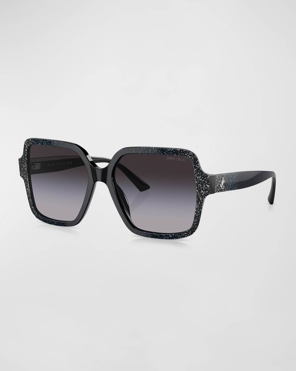 Oversized Glittery Acetate Square Sunglasses