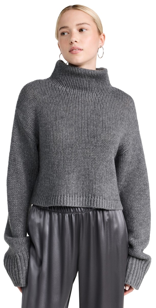 Sablyn Crop Turtleneck Cashmere Sweater Thunder