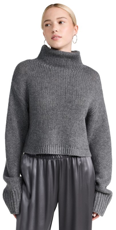 Sablyn Crop Turtleneck Cashmere Sweater Thunder