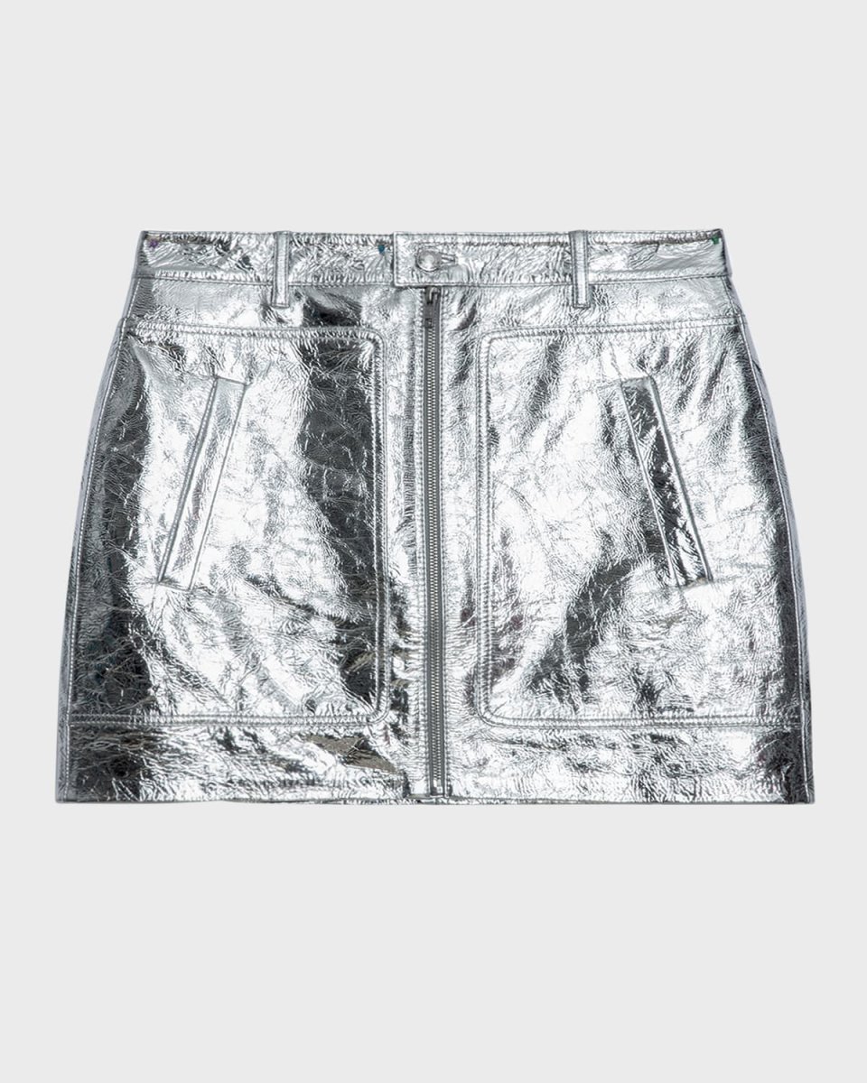 John Metallic Goat Leather Mini Skirt