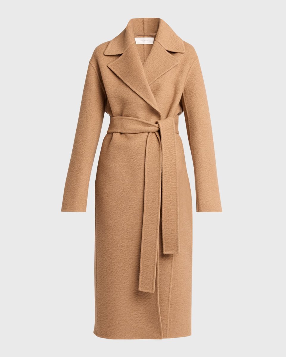 Malika Camel Wool Wrap Coat