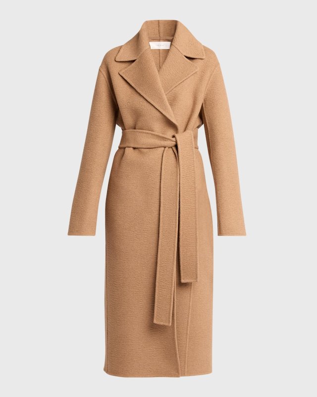 Malika Camel Wool Wrap Coat