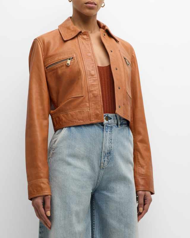 Fitted Leather Moto Jacket