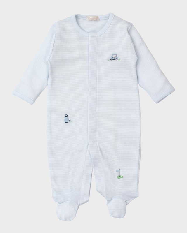 Boy's Golf Club Hand Embroidered Footie, Size Newborn-9