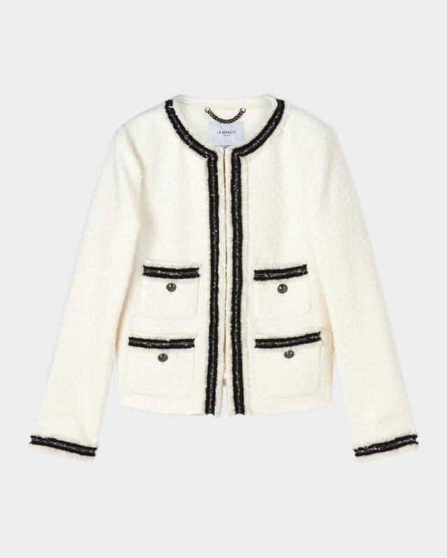 Charlee Fringe-Trim Recycled Tweed Jacket