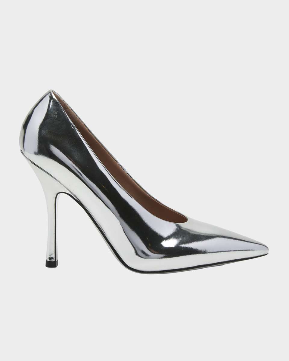 Metallic Leather Stiletto Pumps