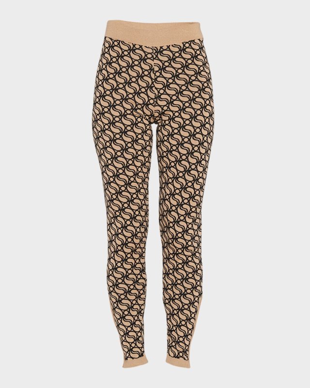 Wave Knit Zip-Hem Leggings