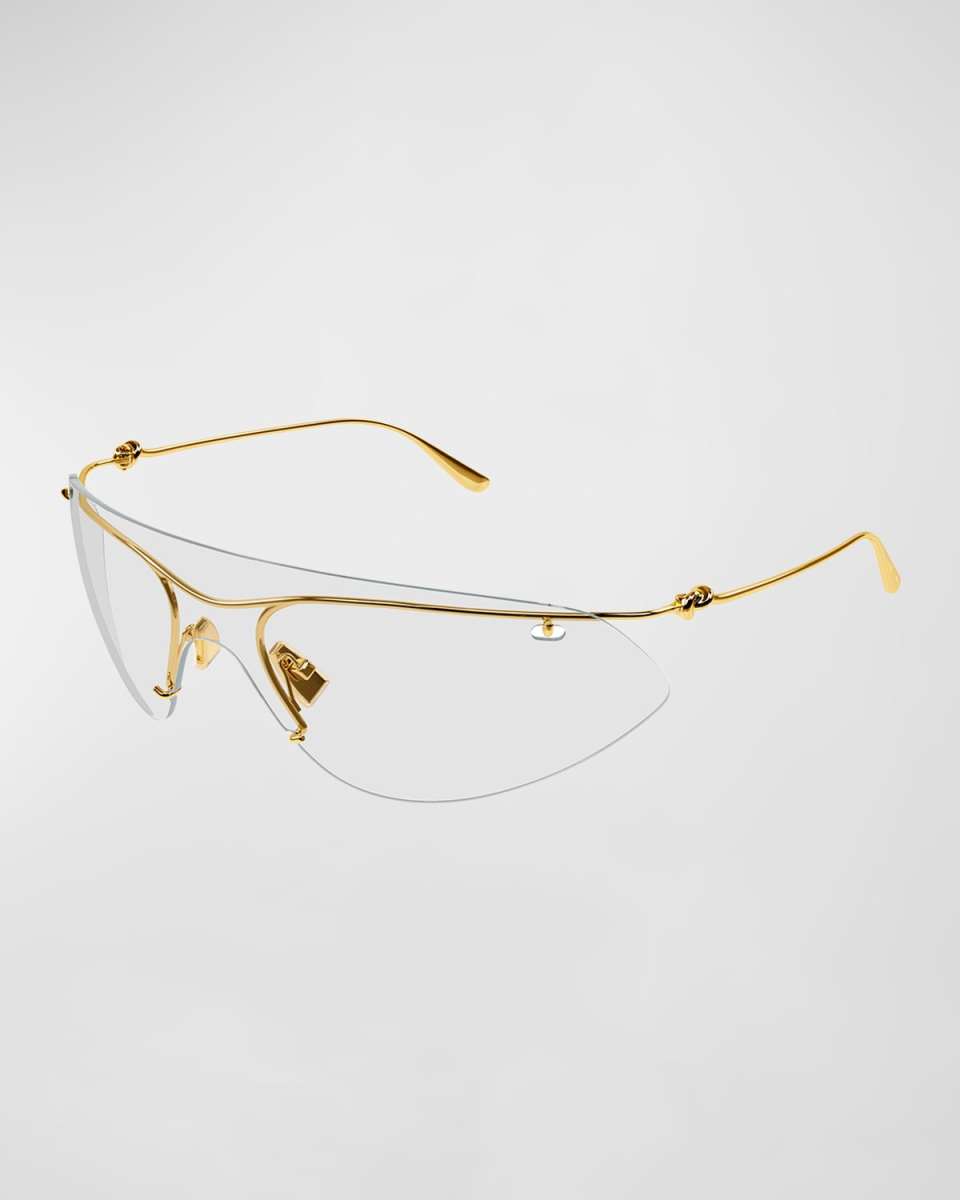Clear Rimless Metal Wrap Sunglasses