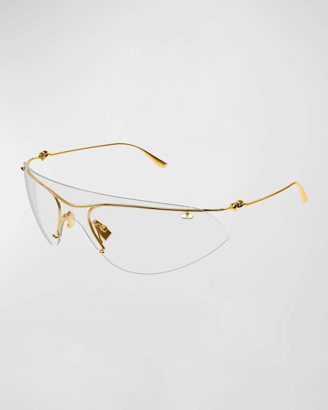 Clear Rimless Metal Wrap Sunglasses