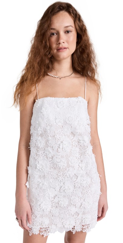 Zimmermann Raie Lace Flower Mini Dress Ivory