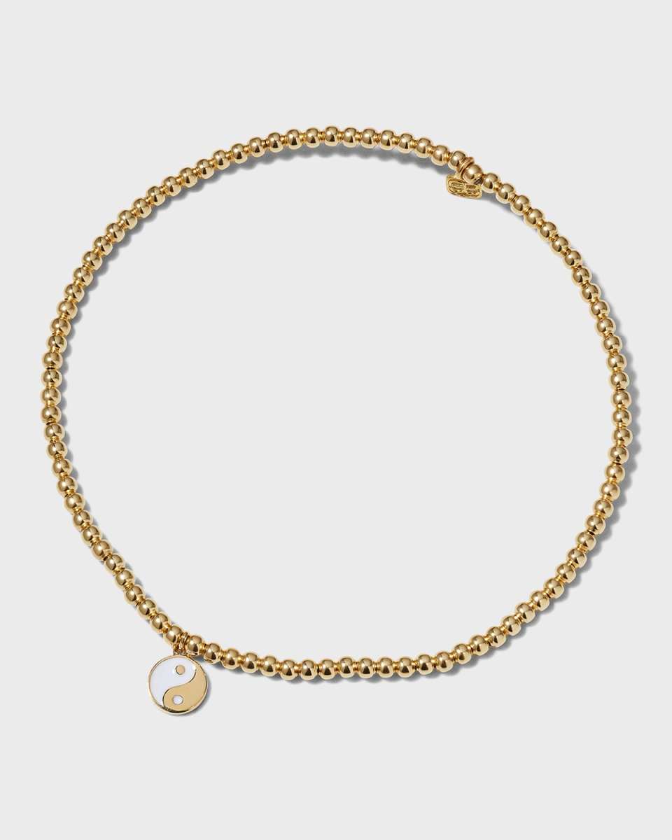 2mm Gold Bead Bracelet with Two-Tone Yin-Yang Charm