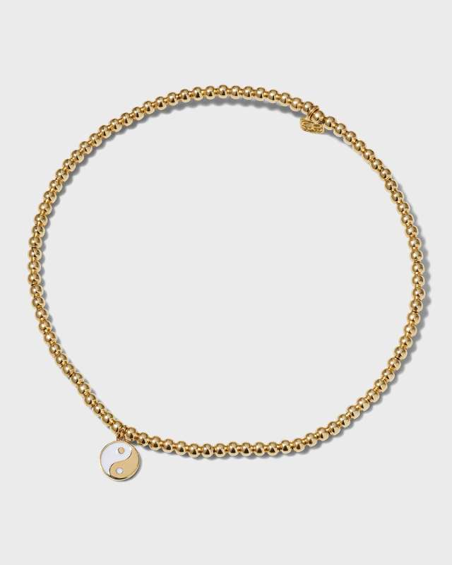 2mm Gold Bead Bracelet with Two-Tone Yin-Yang Charm