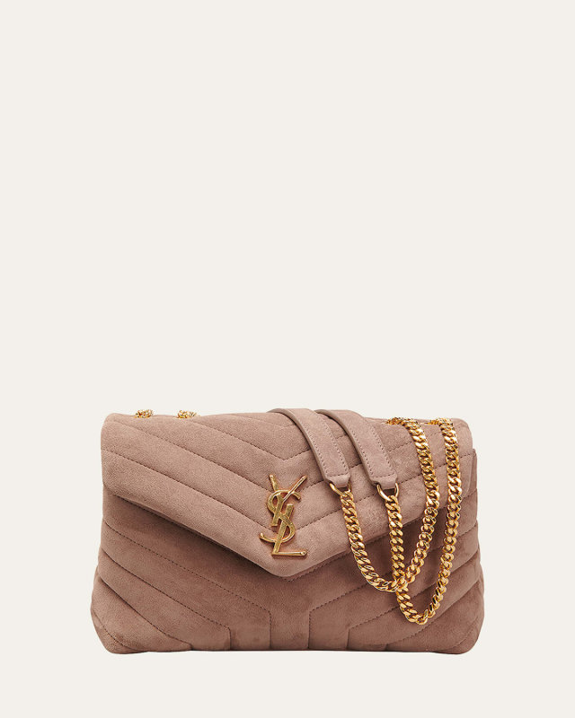 Loulou Small YSL Shoulder Bag in Quilted Suede