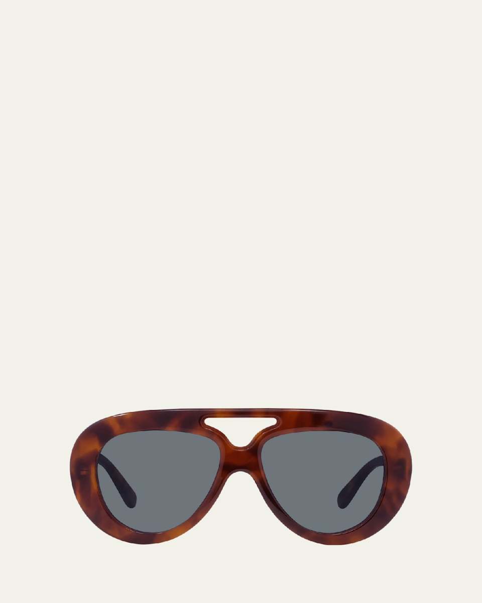 Curvy Logo-Print Acetate Aviator Sunglasses