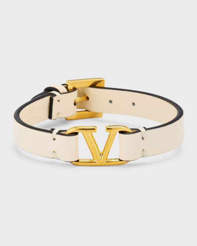 Leather V-Logo Bracelet