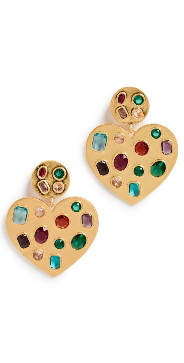 Lele Sadoughi Heart Crystal Earrings Rainbow Pop