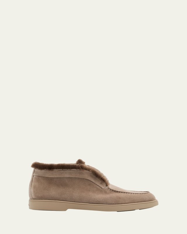 Fortune Shearling Suede Loafer Booties
