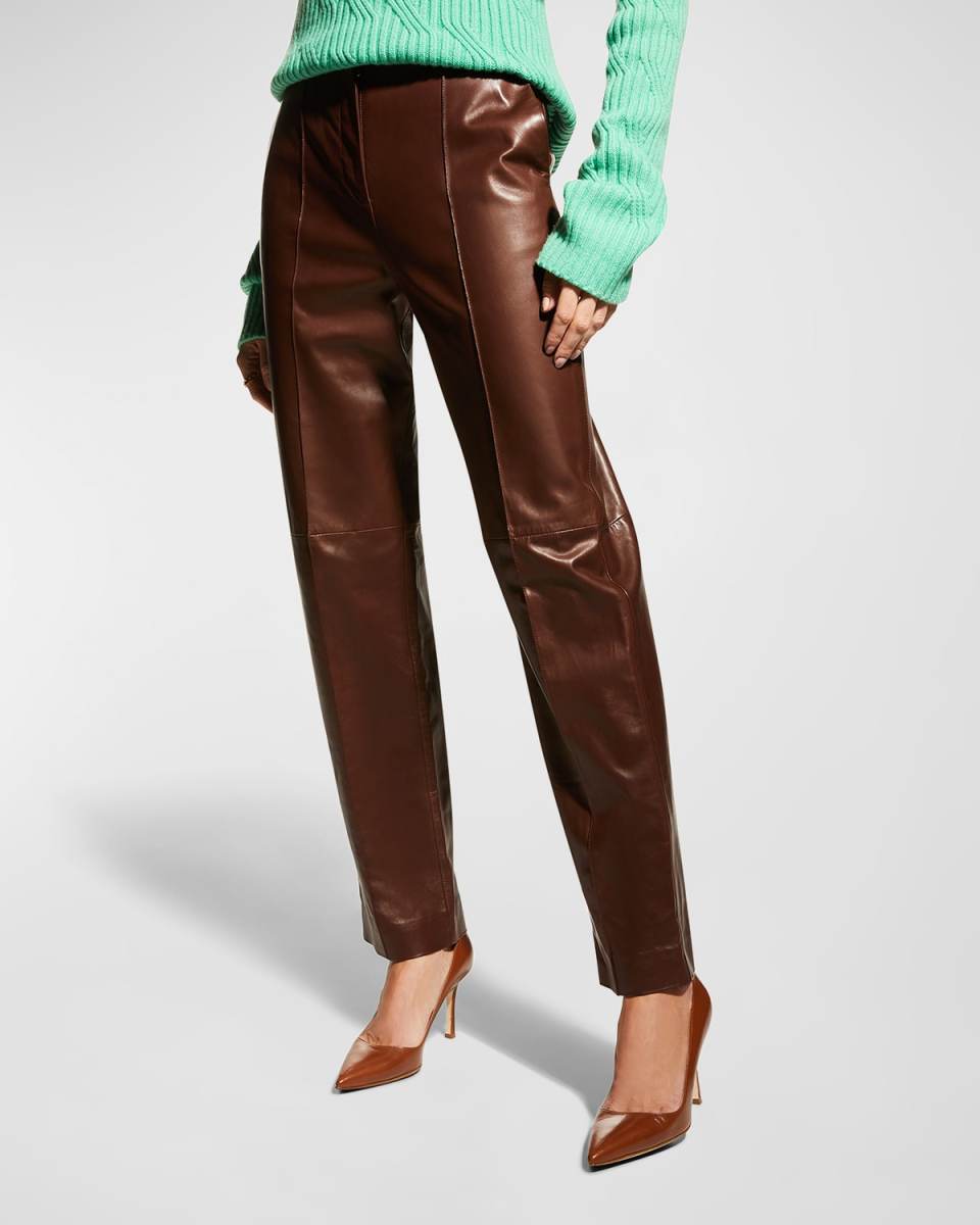 Leather Straight-Leg Pants