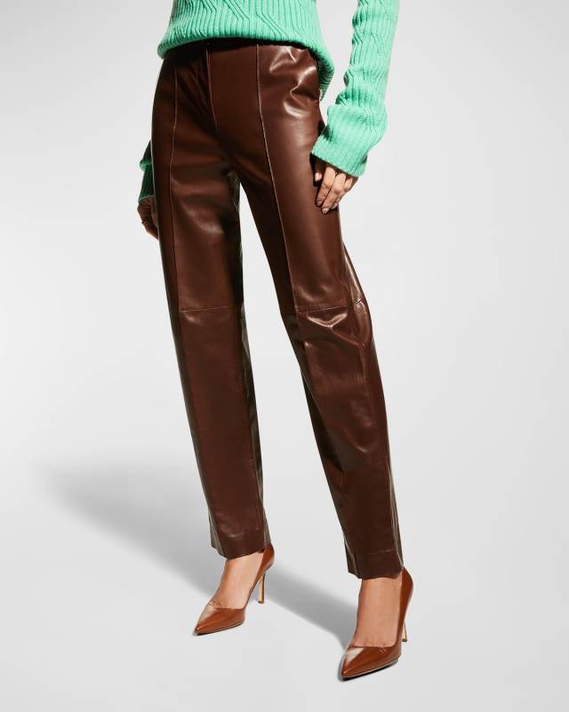 Leather Straight-Leg Pants