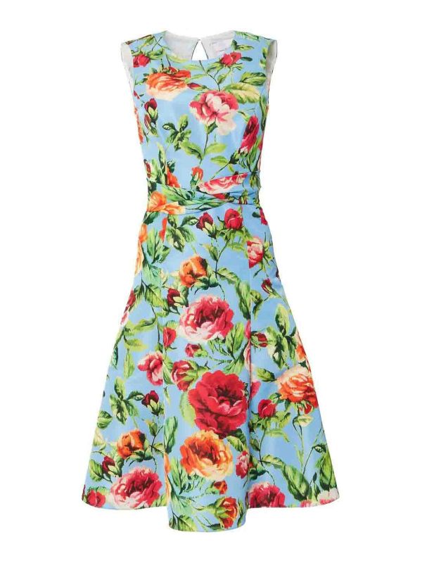 Carolina Herrera Robe Au Genou - Bleu Clair