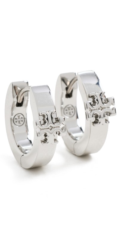 Tory Burch Kira Huggie Earrings Tory Silver