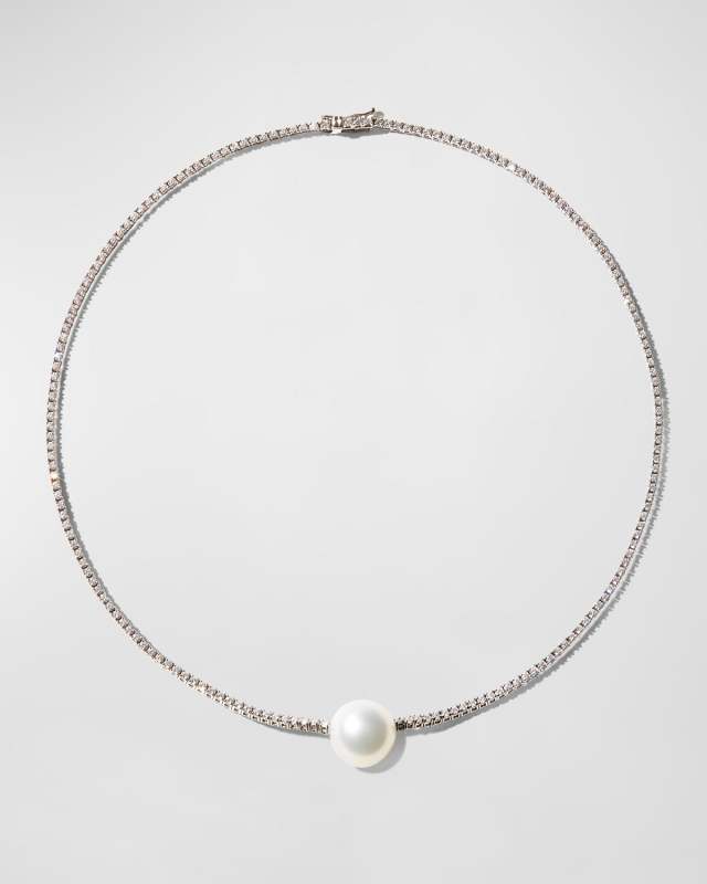 18K White Gold South Sea Pearl & Diamond Necklace