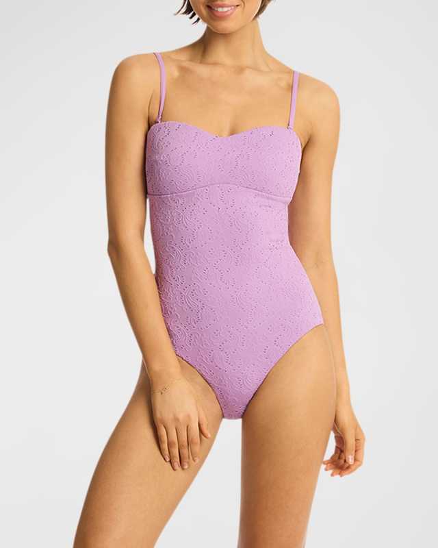 Interlace Seamless Bandeau One-Piece Swimsuit