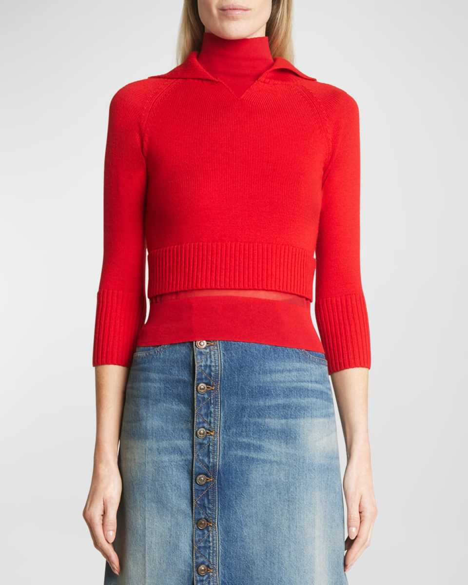 Wool Double Layer Top with Sheer Underlay