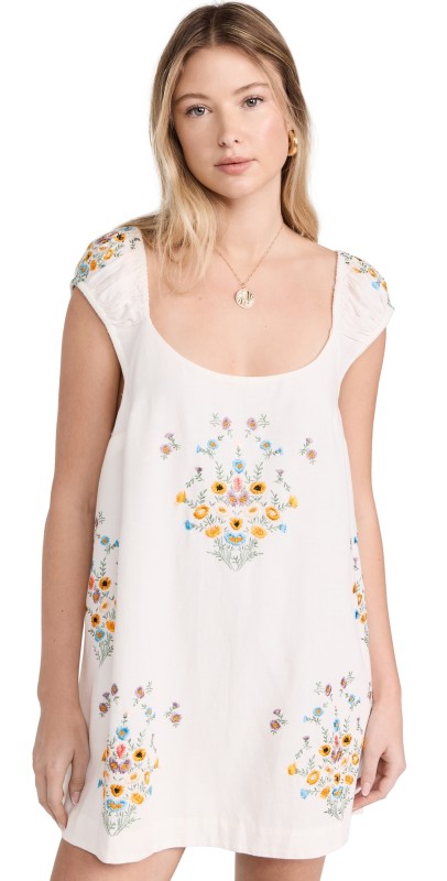 Free People Wildflower Mini Dress Cream Combo