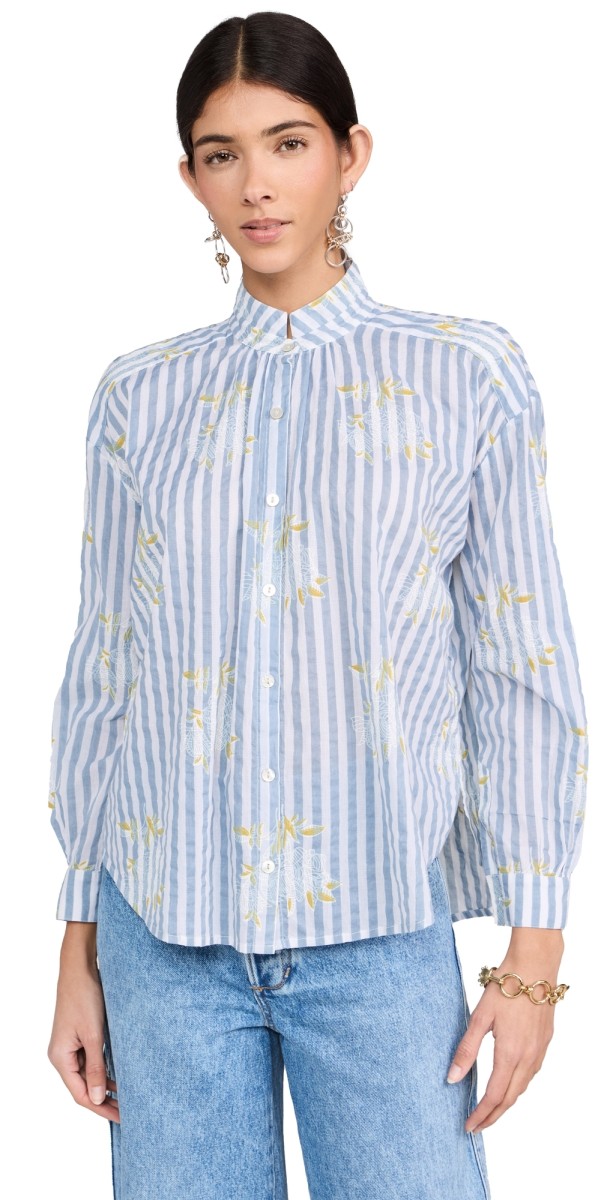 Alix of Bohemia Kiki Magnolia Stripe Shirt Blue