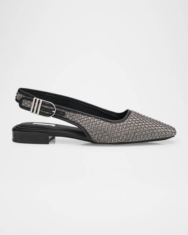 Astra Mesh Rhinestone Slingback Ballerina Flats
