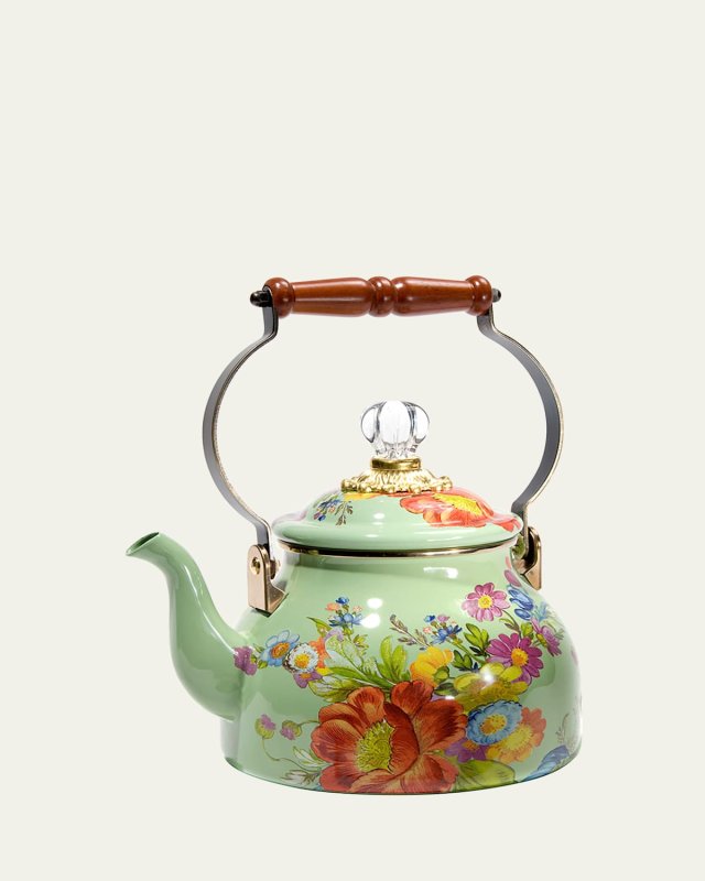 Flower Market Green Two-Quart Tea Kettle