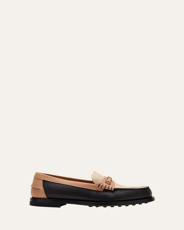 Gomma Colorblock Leather Chain Loafers