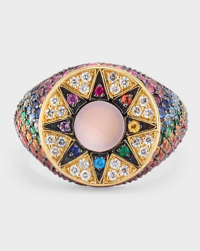 Ibiza Rainbow Emerald Pinky Ring, Size 4