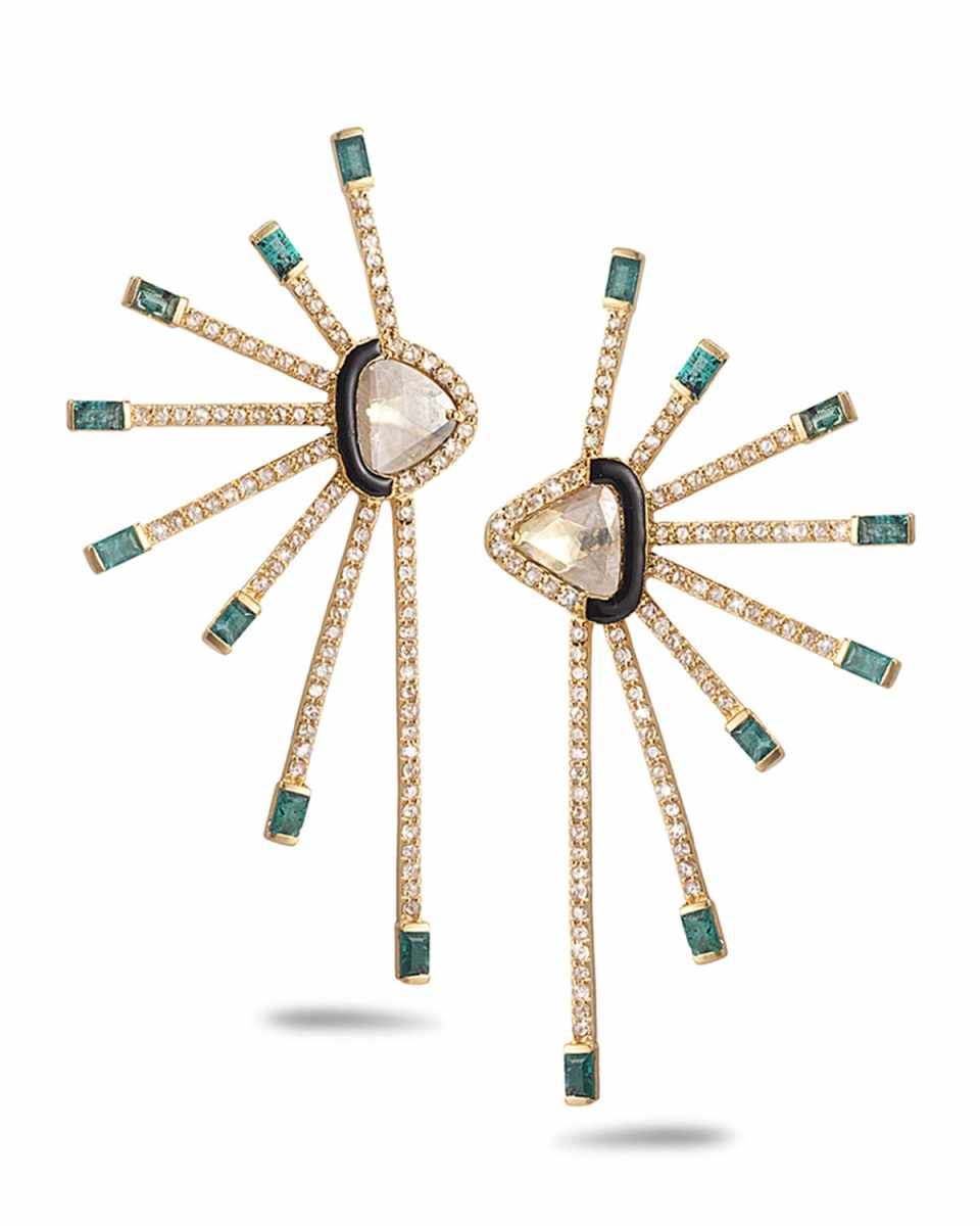 Affinity 20K Diamond Emerald-Ray Earrings