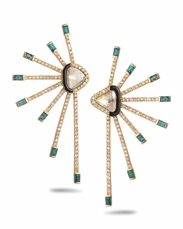 Affinity 20K Diamond Emerald-Ray Earrings