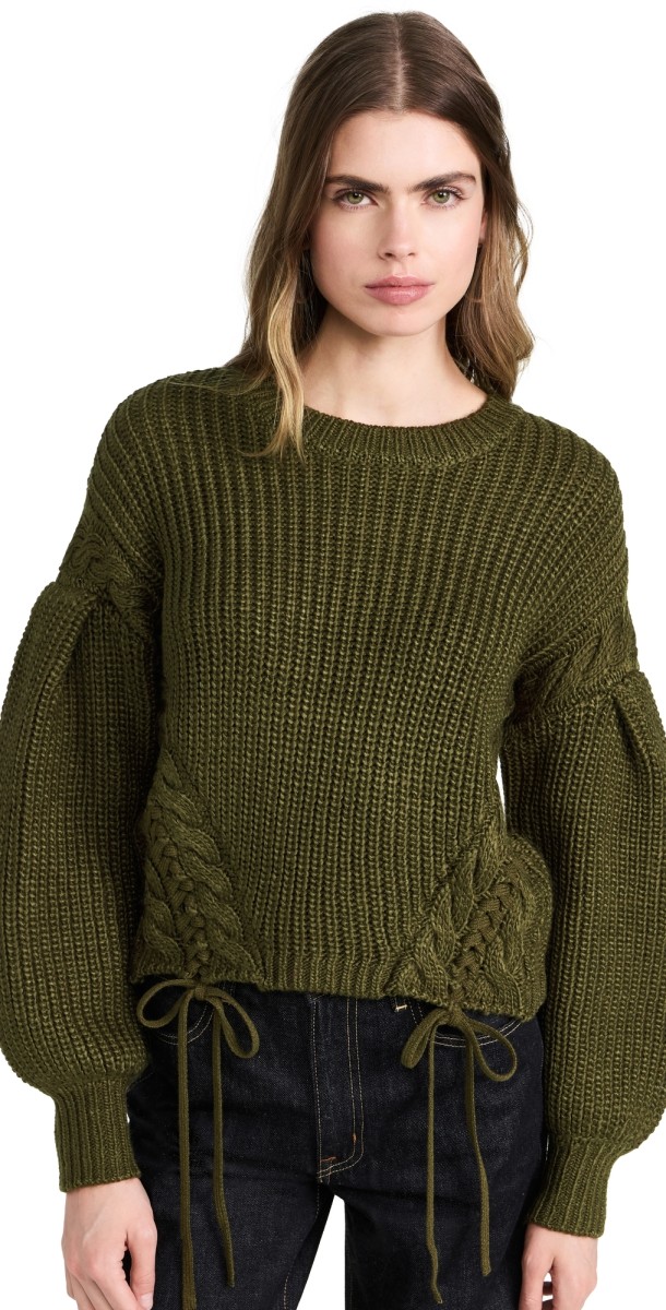 Cinq à Sept Tara Shaker Pullover Dark Olive