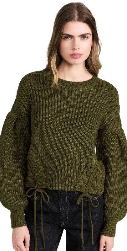 Cinq à Sept Tara Shaker Pullover Dark Olive