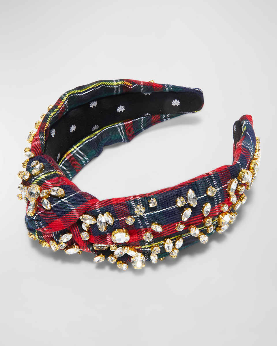 Embellished Knotted Plaid Headband