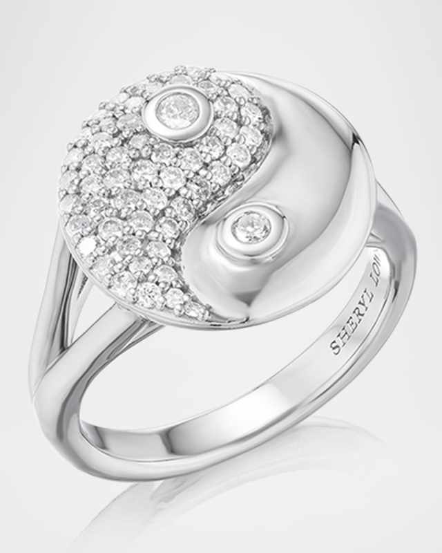 Sterling Silver Yin-Yang Diamond Statement Ring