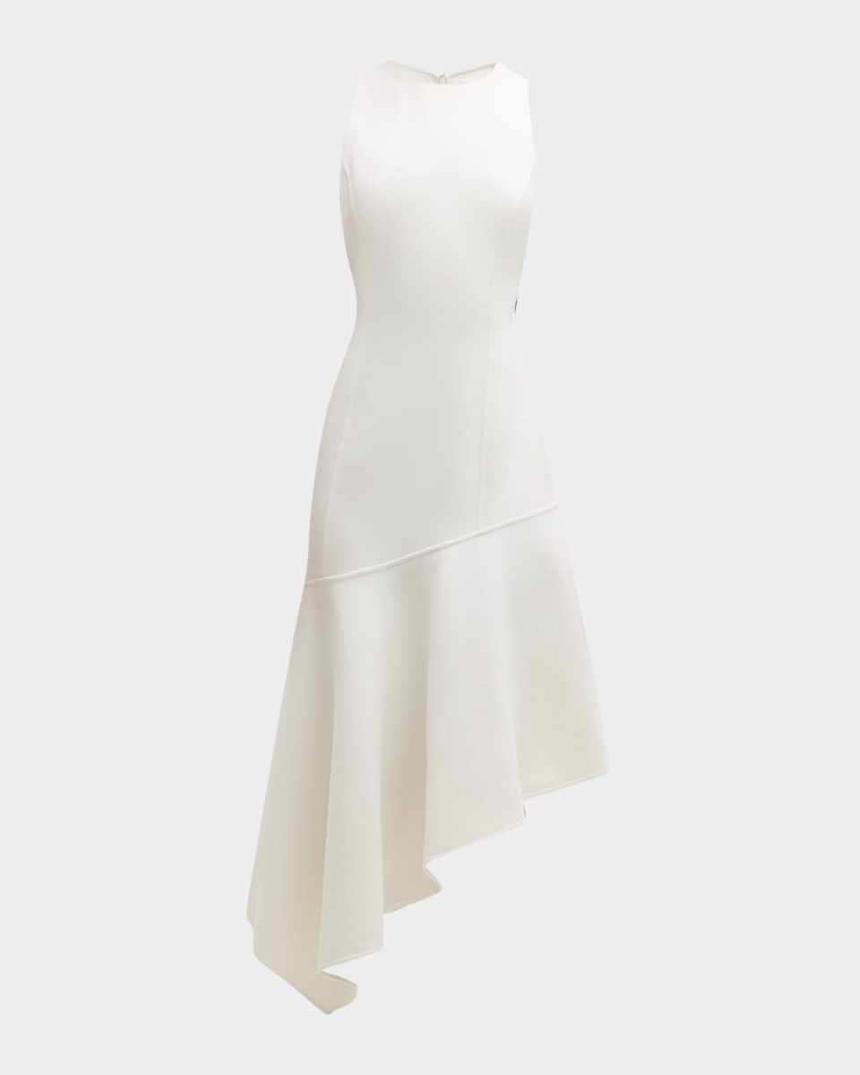 Barathea Asymmetric Wool Midi Dress