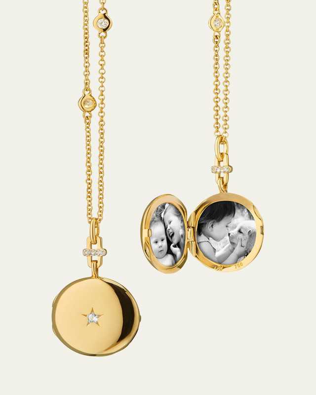 Twinkle Star 18K Gold and Diamond Locket Necklace